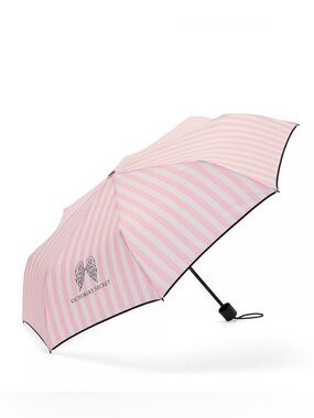 Victoria's Secret Pink & White Striped Compact Umbrella
